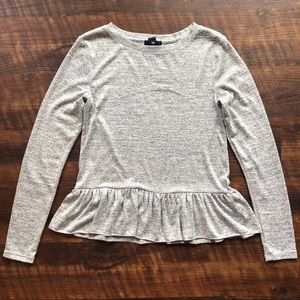 Gap Gray Jersey Peplum Top XS